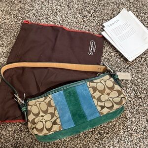 Coach Multicolor Canvas and Suede Shoulder Bag